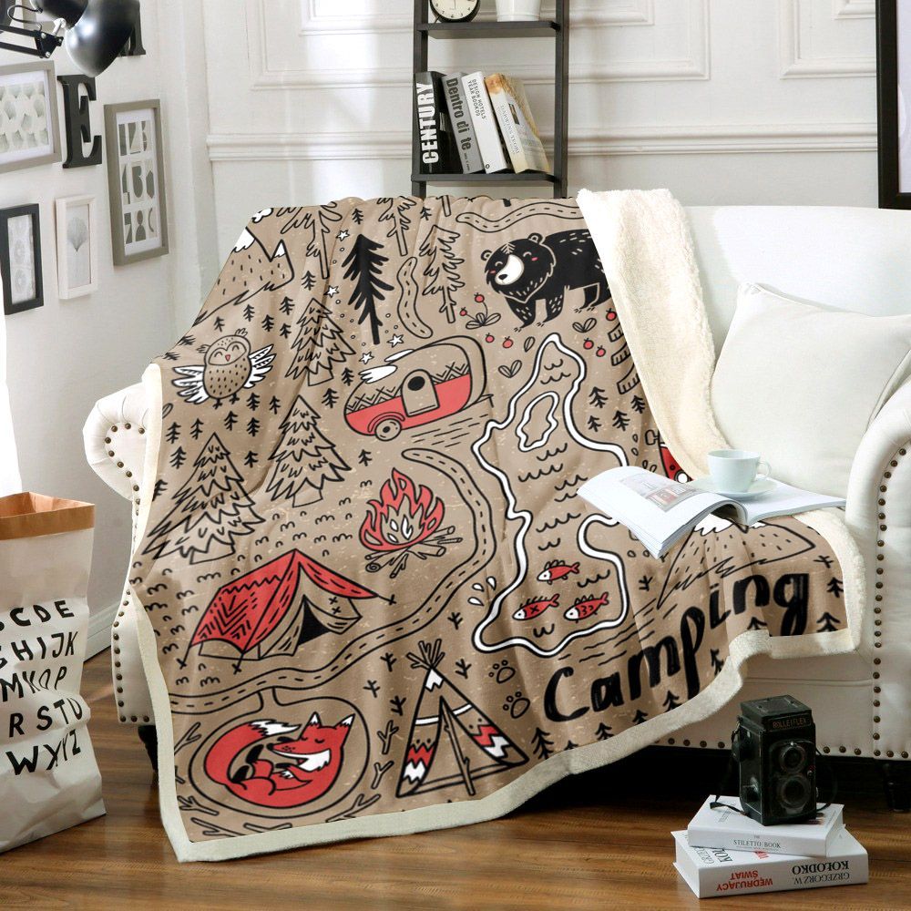 Camping Sherpa Fleece Blanket