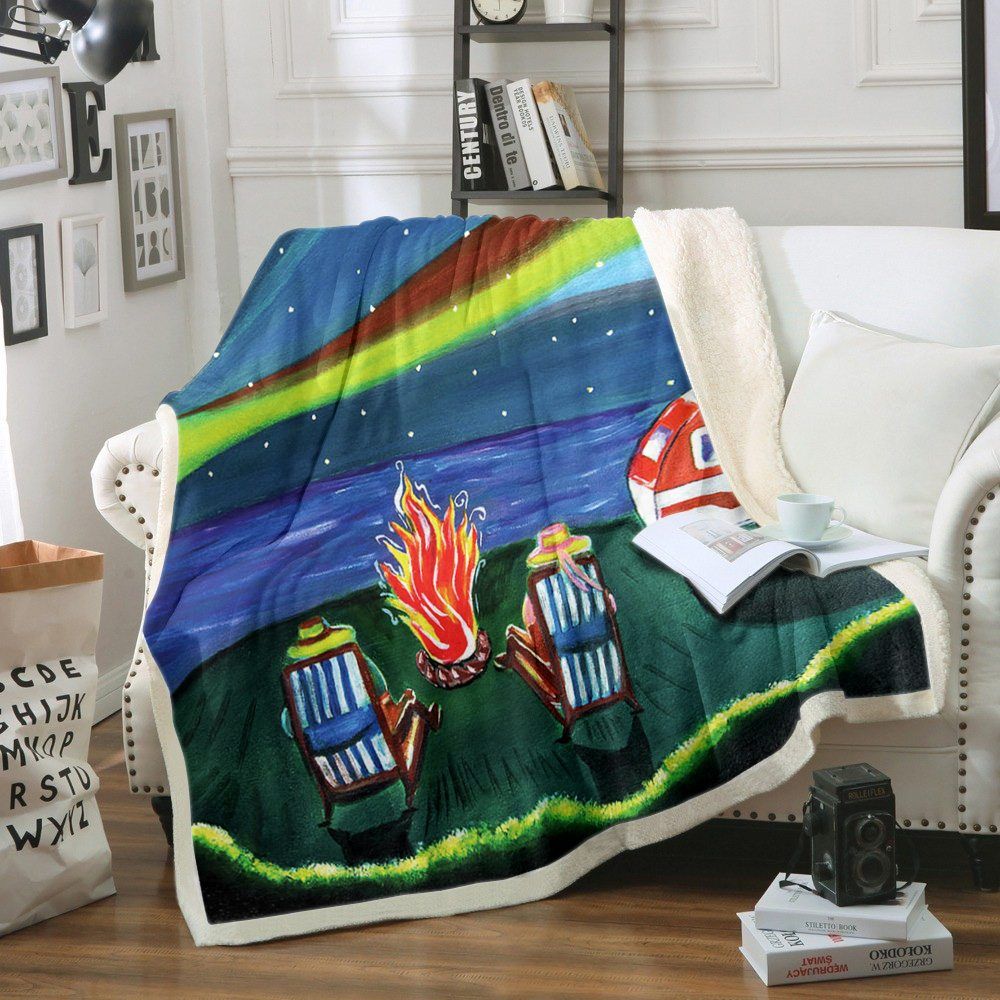 Camping Sherpa Fleece Blanket