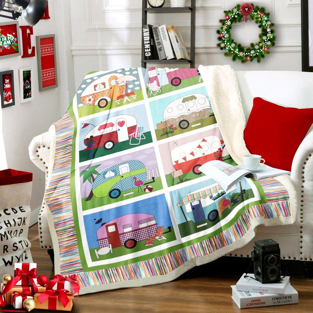 Camping Sherpa Fleece Blanket