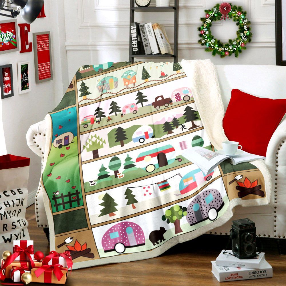 Camping Sherpa Fleece Blanket