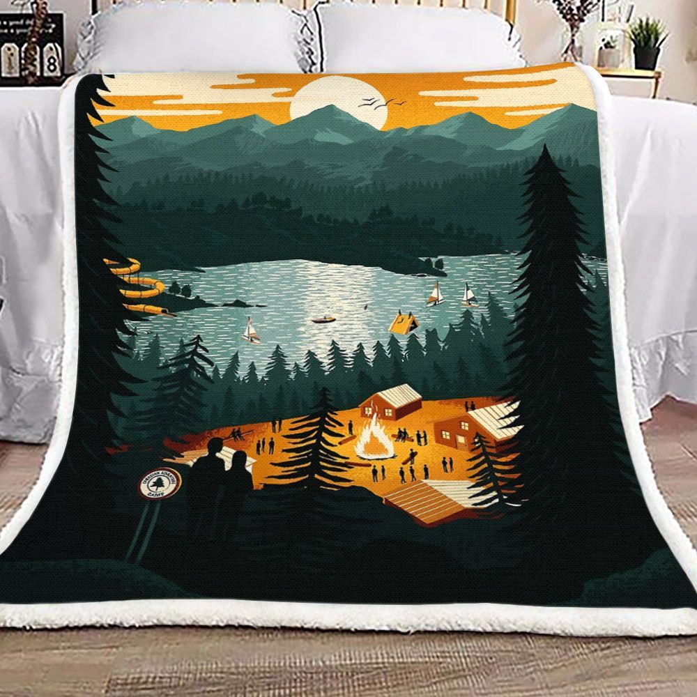 Camping Sherpa Fleece Blanket