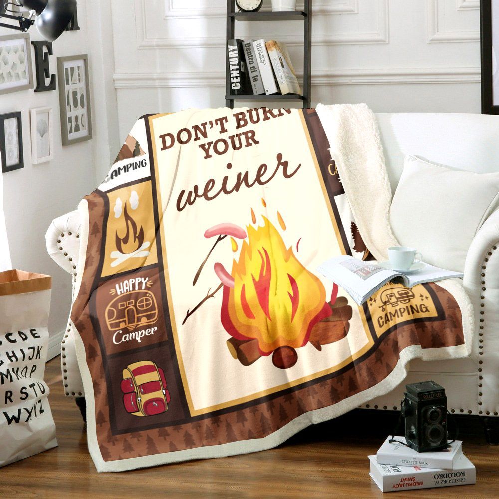 Camping Sherpa Fleece Blanket