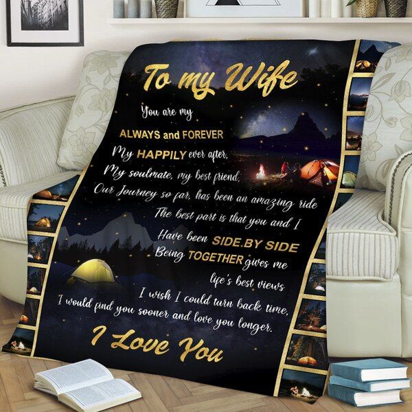 Camping Husband To My Wife Sherpa Fleece Blanket