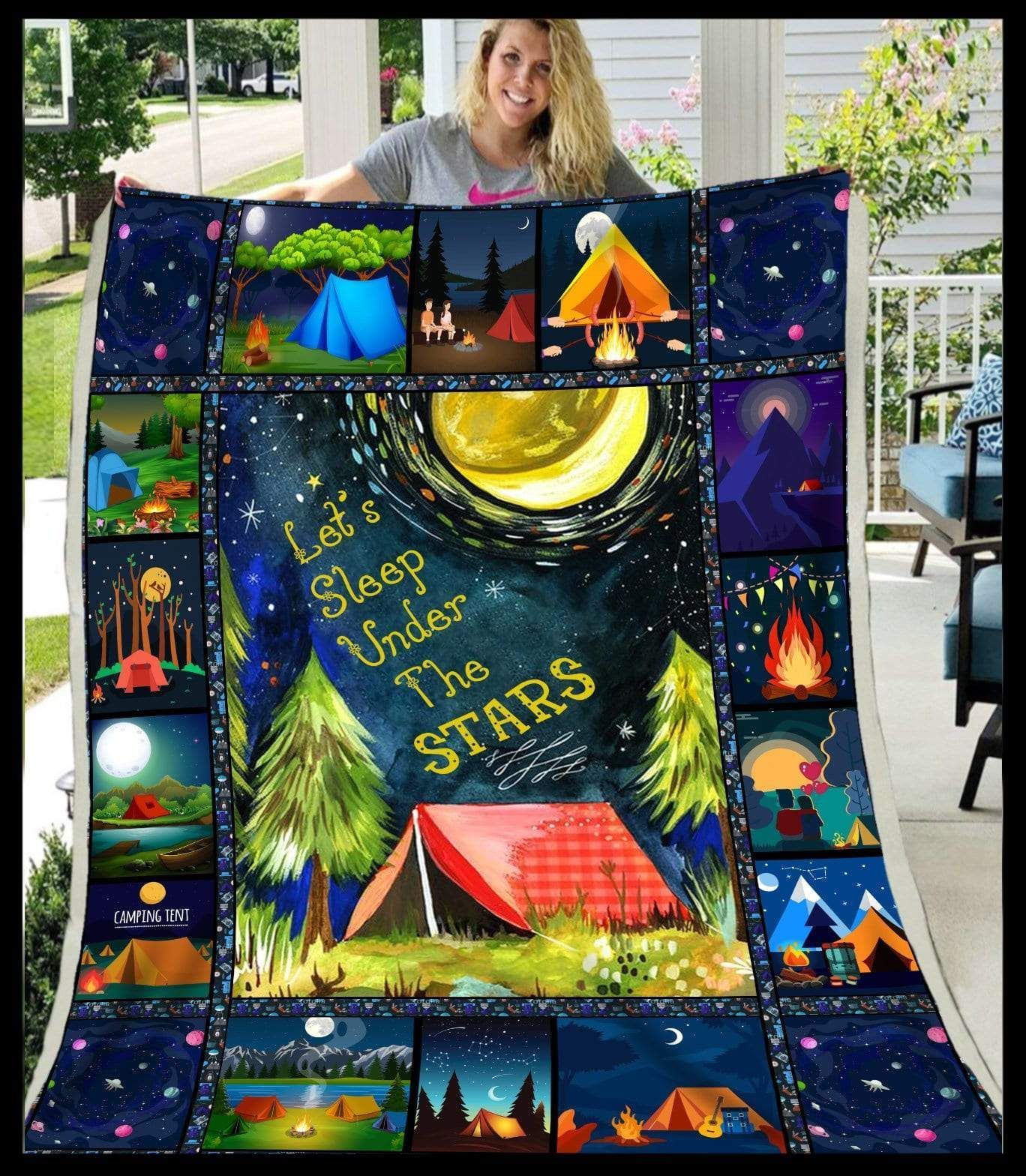 Camping Lets Sleep Under The Stars Sherpa Fleece Blanket