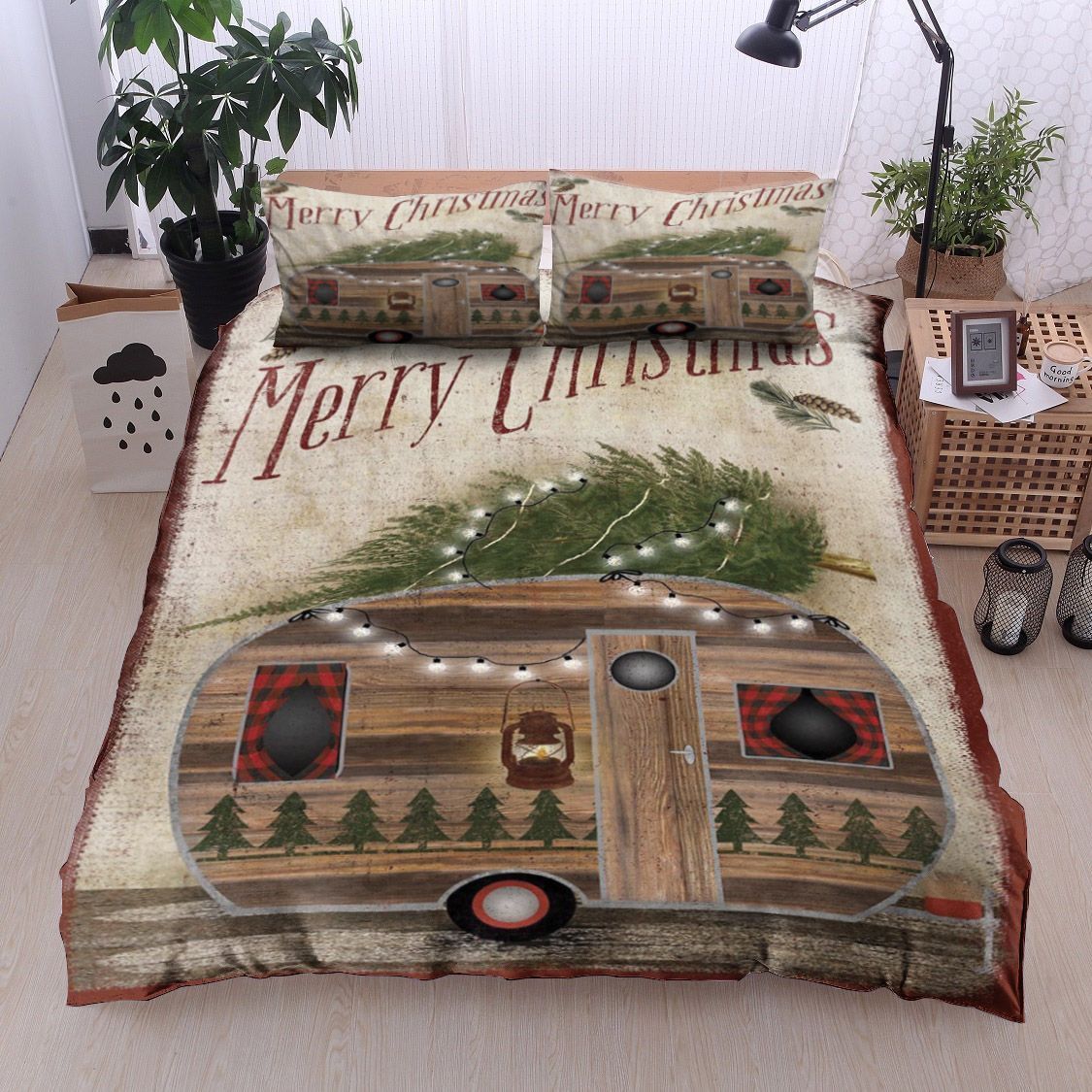 Camping Merry Christmas Bedding Set