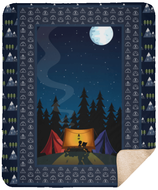 Camping Night Sherpa Fleece Blanket
