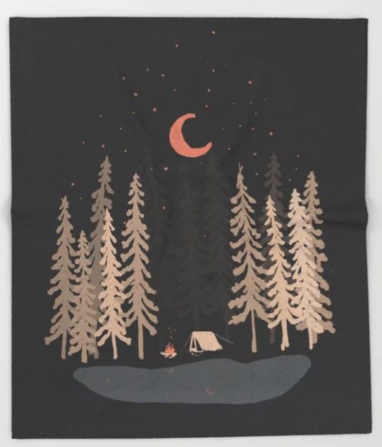 Camping Night Sherpa Fleece Blanket