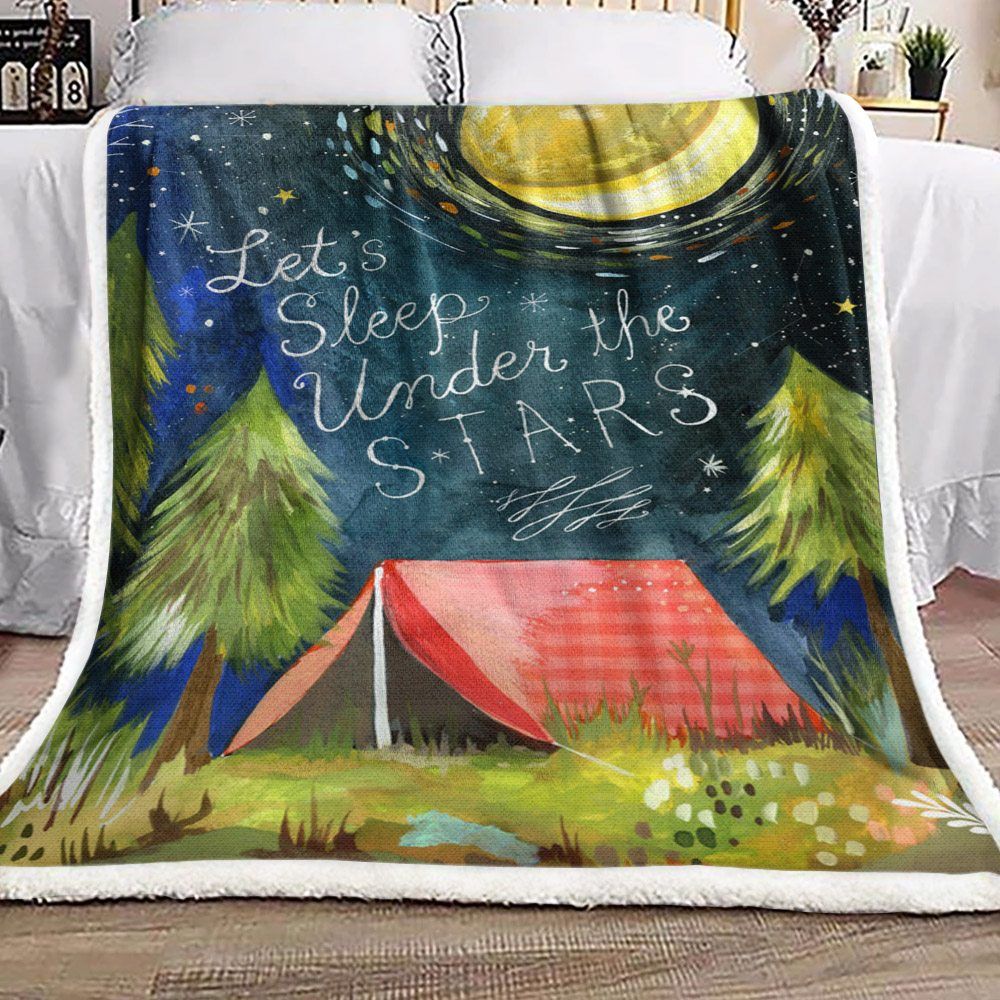 Camping Night Sherpa Fleece Blanket