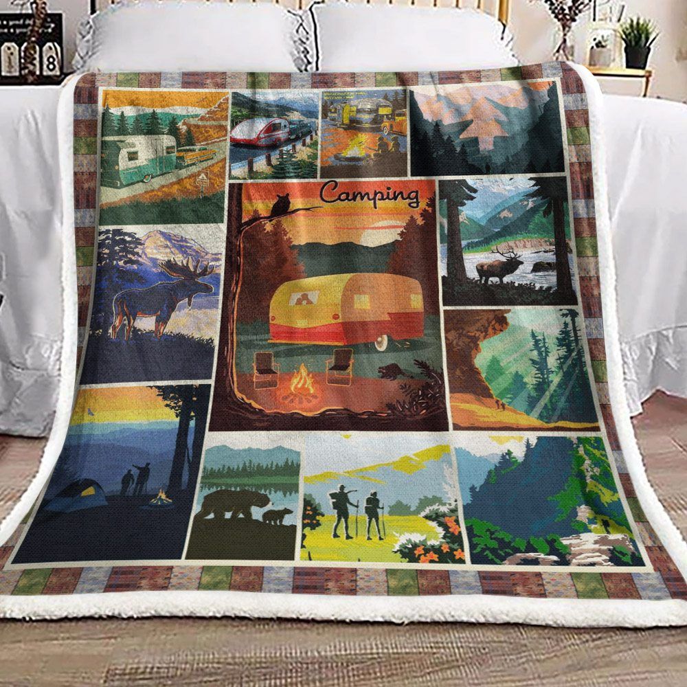 Camping Sherpa Fleece Blanket
