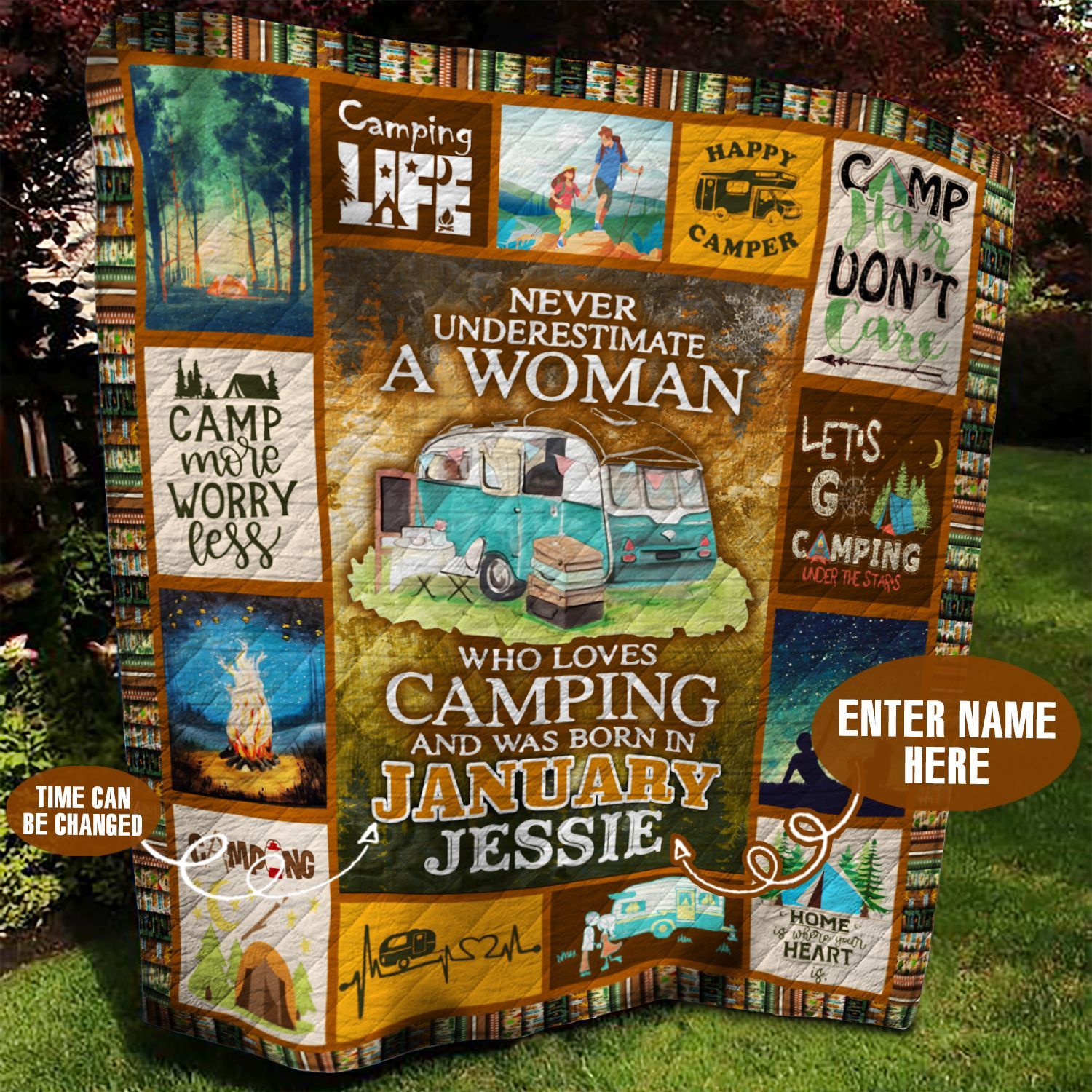 Camping Personalized Quilt Blanket BBB040623SM