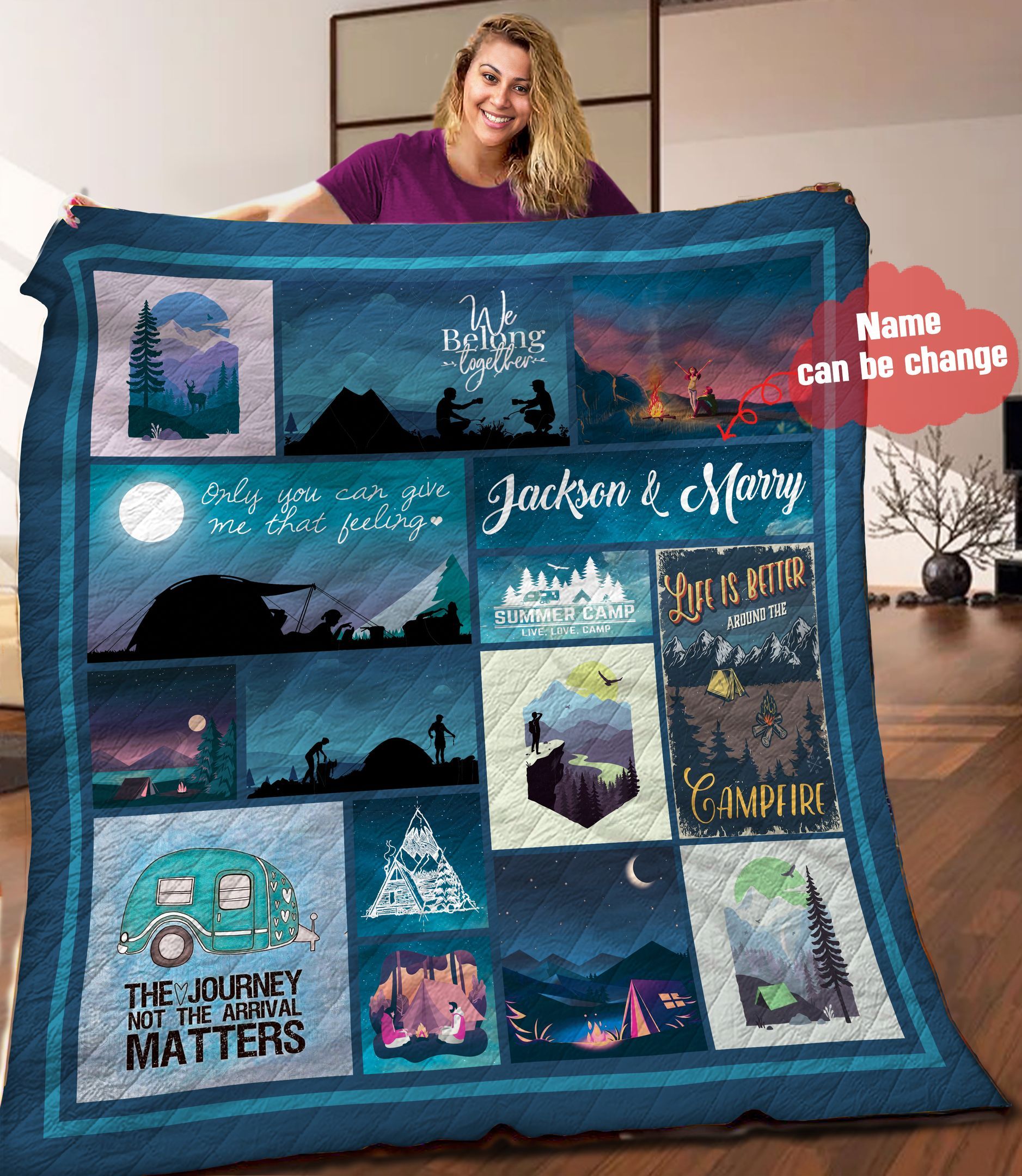 Camping Personalized Quilt Blanket HHH080603NA