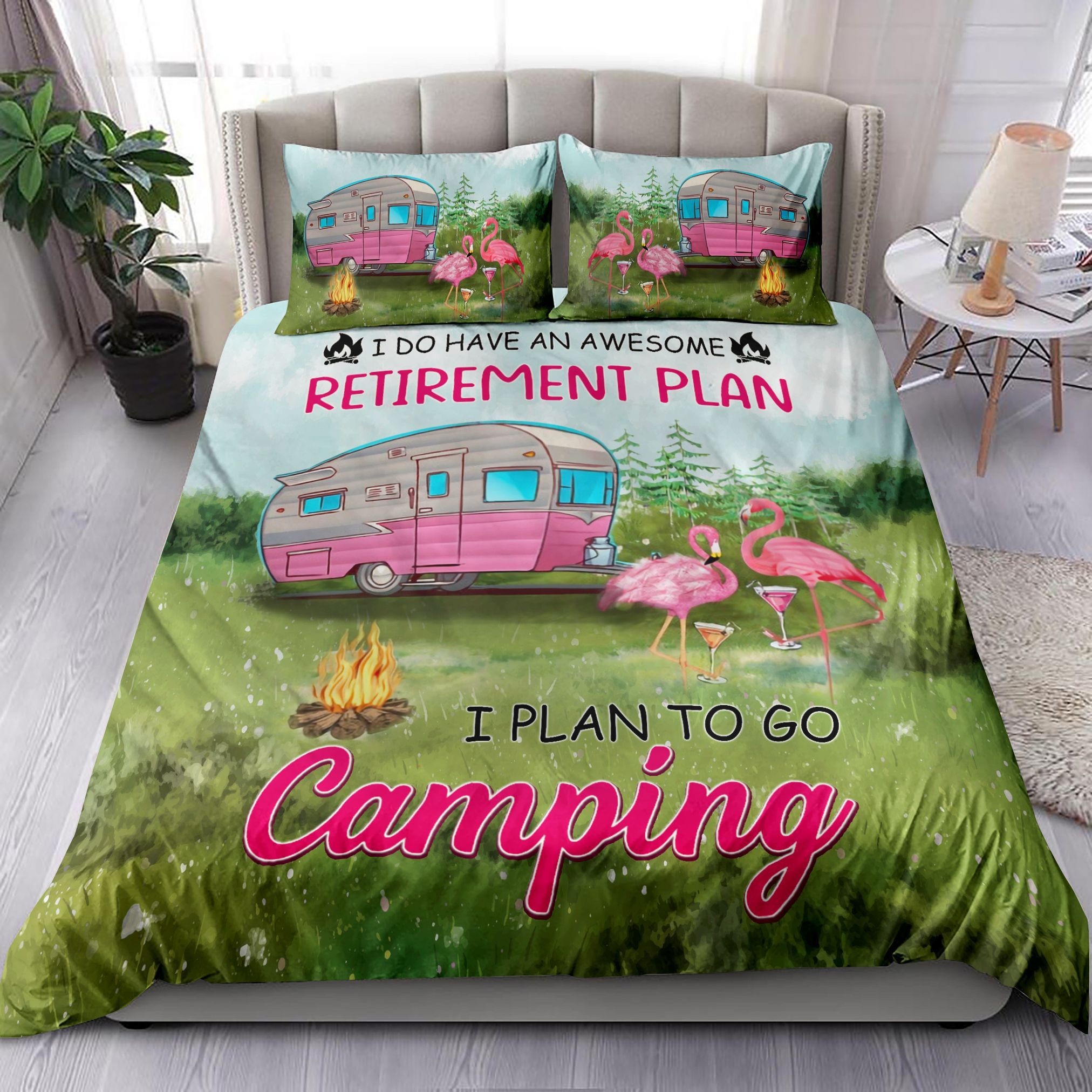 Camping Retirement Plan Bedding Set