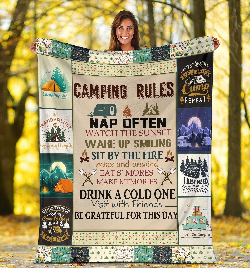 Camping Rule Sherpa Fleece Blanket