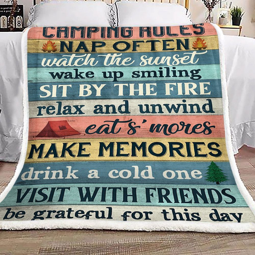 Camping Rule Sherpa Fleece Blanket