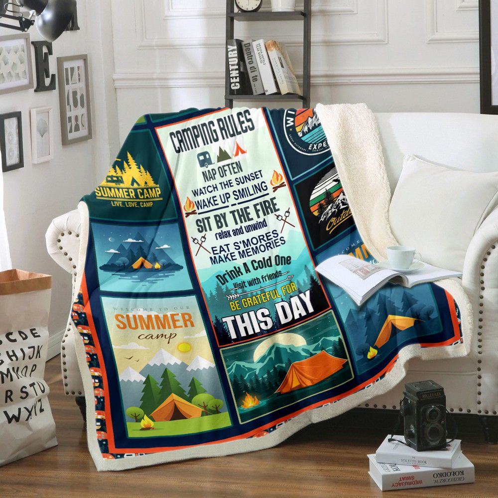 Camping Rule Fleece Blanket
