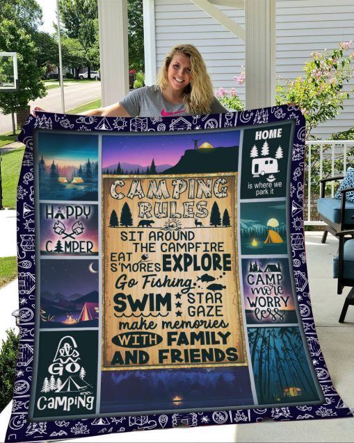 Camping Rules Sherpa Fleece Blanket