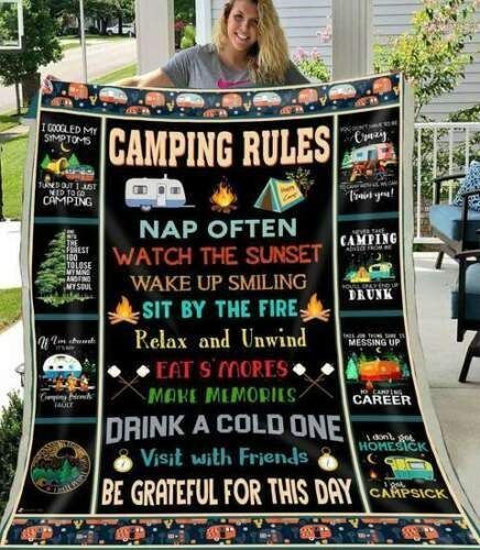 Camping Rules Sherpa Fleece Blanket