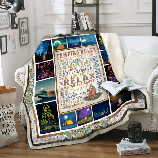 Camping Rules Sherpa Fleece Blanket