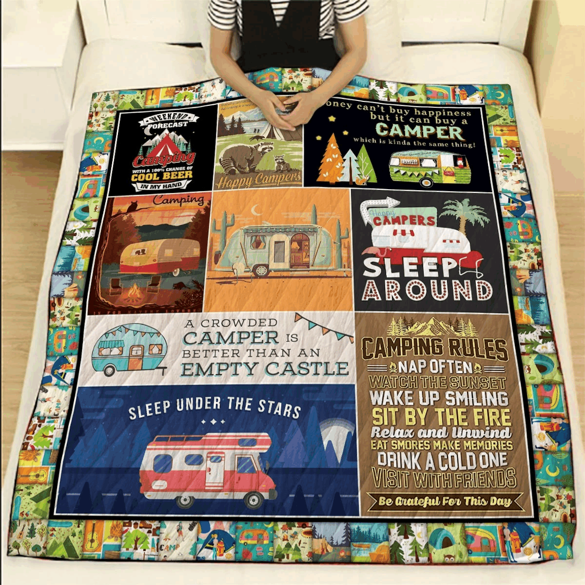 Camping Rules Sherpa Fleece Blanket