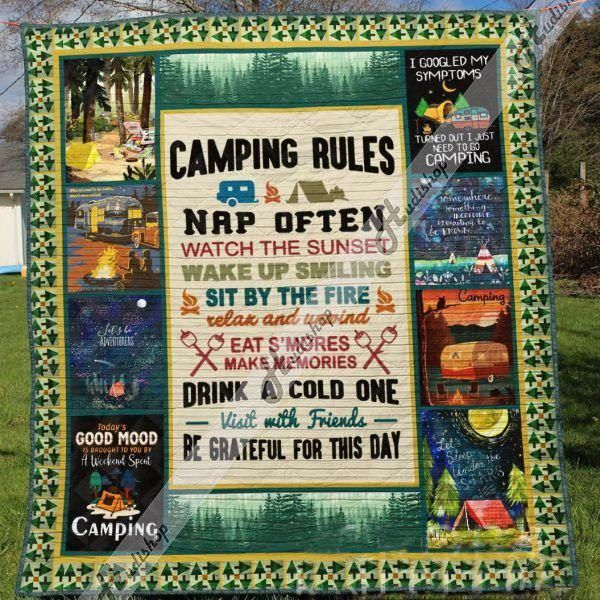 Camping Rules Sherpa Fleece Blanket