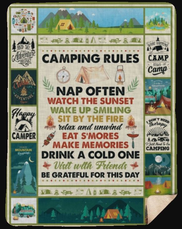 Camping Rules Sherpa Fleece Blanket