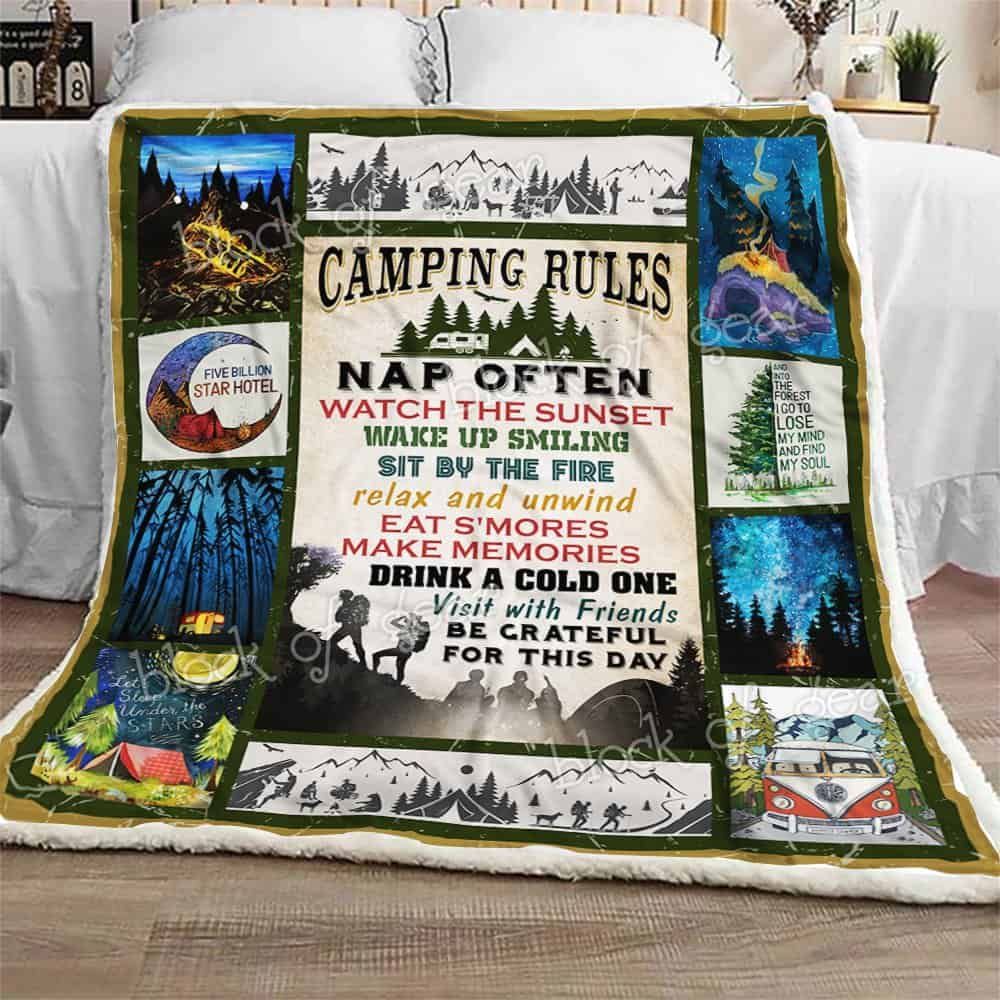 Camping Rules Fleece Blanket