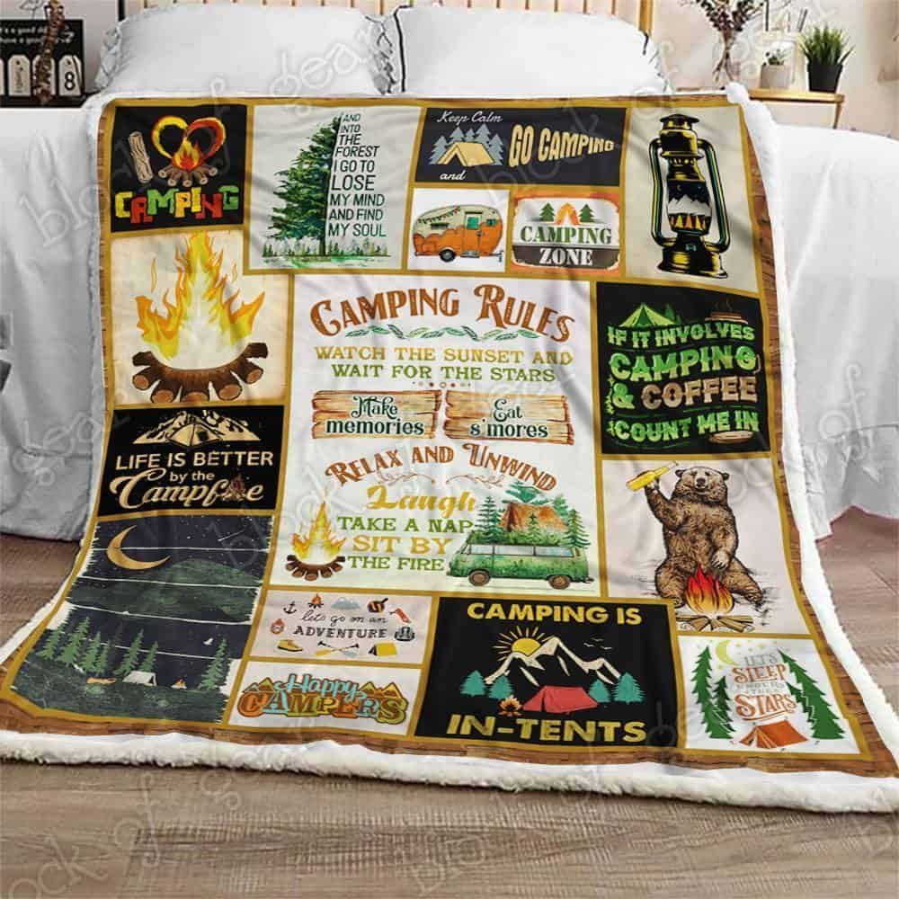 Camping Rules Fleece Blanket