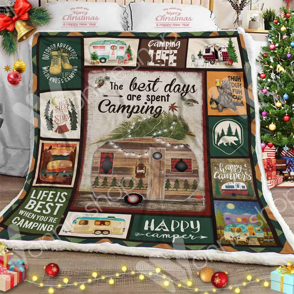 Camping The Best Days Are Spent Camping Sherpa Fleece Blanket