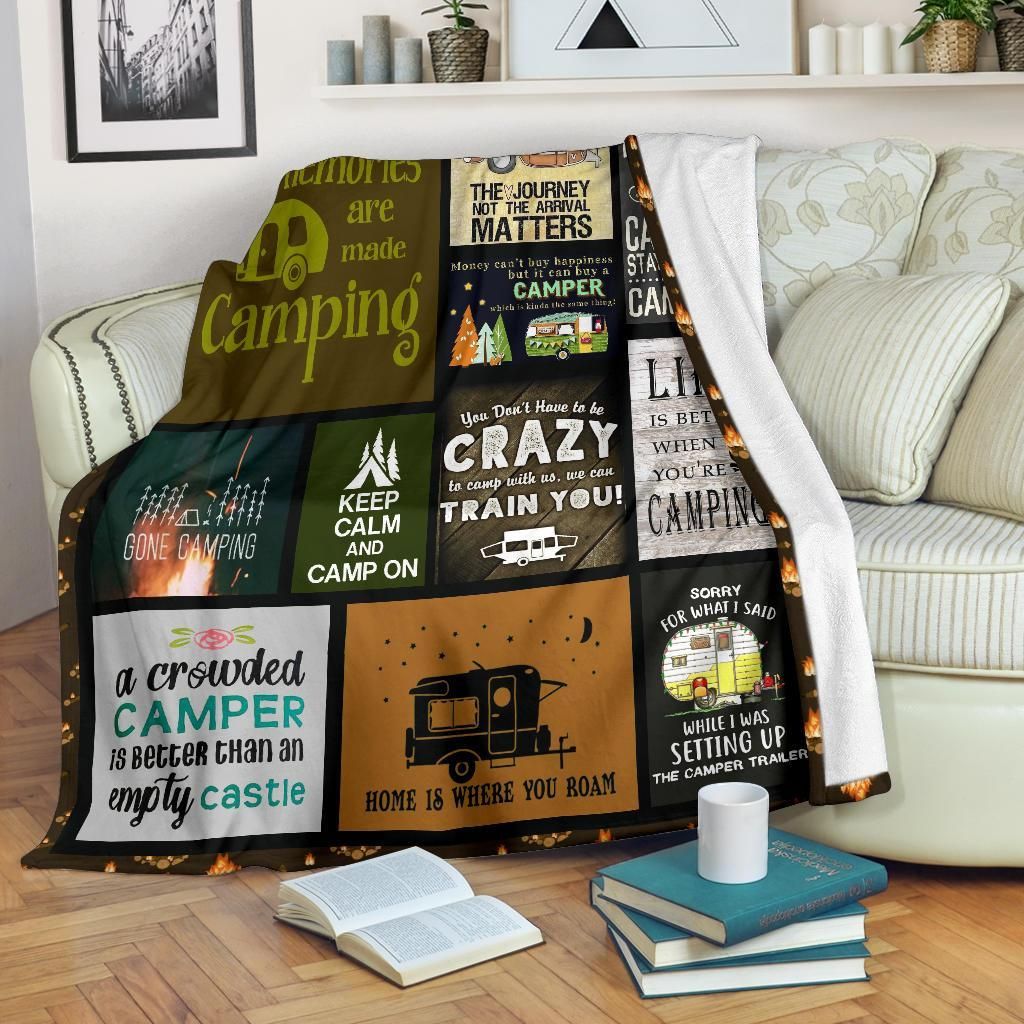 Camping Things Sherpa Fleece Blanket