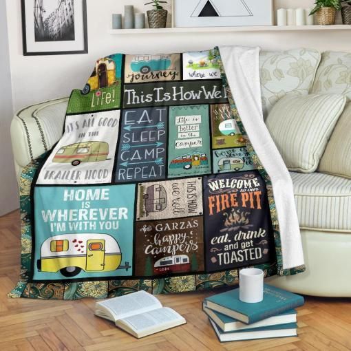 Camping Things Sherpa Fleece Blanket
