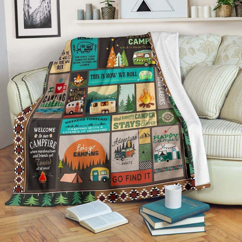 Camping – This Is How We Roll Fleece Blanket