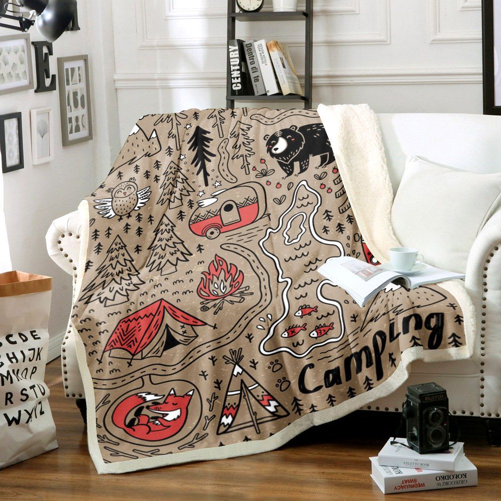 Camping Sherpa Fleece Blanket