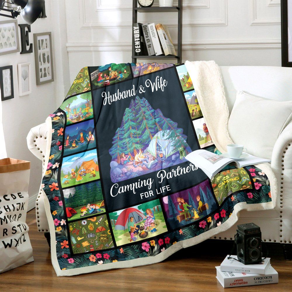 Camping Sherpa Fleece Blanket