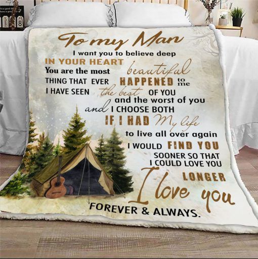 Camping To My Man Sherpa Fleece Blanket