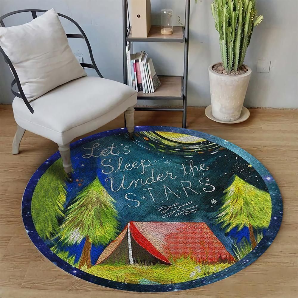 Camping Under Star Round Carpet