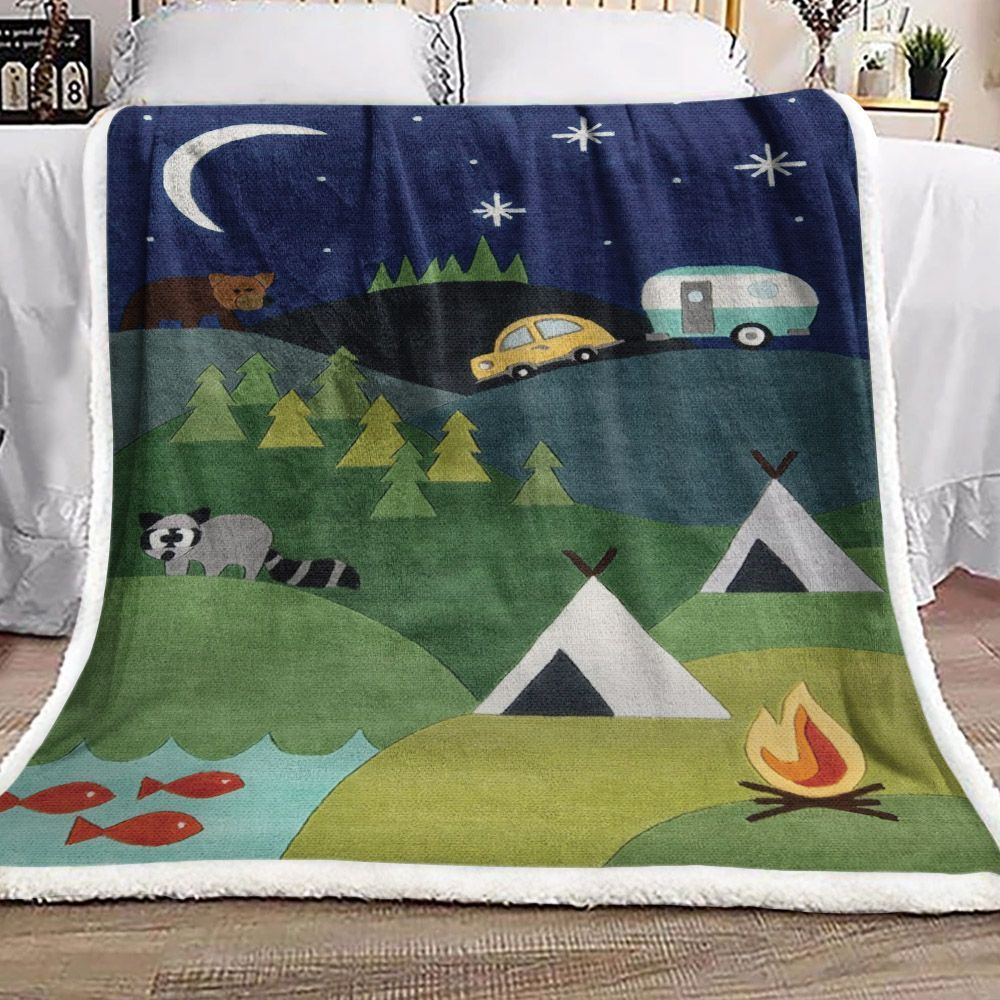 Camping Sherpa Fleece Blanket