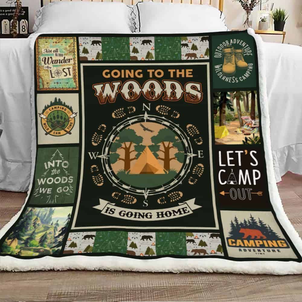 Camping Woods Fleece Blanket Sherpa Fleece Blanket