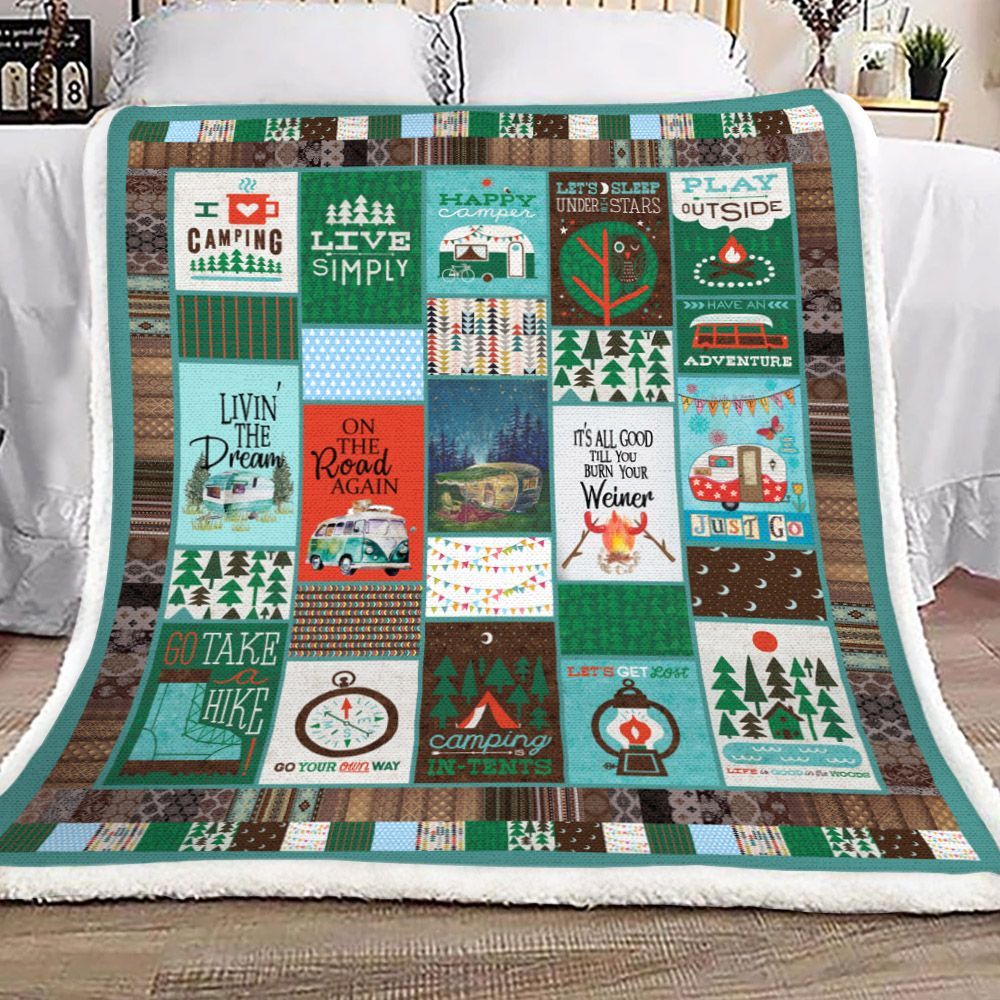 Camping Sherpa Fleece Blanket