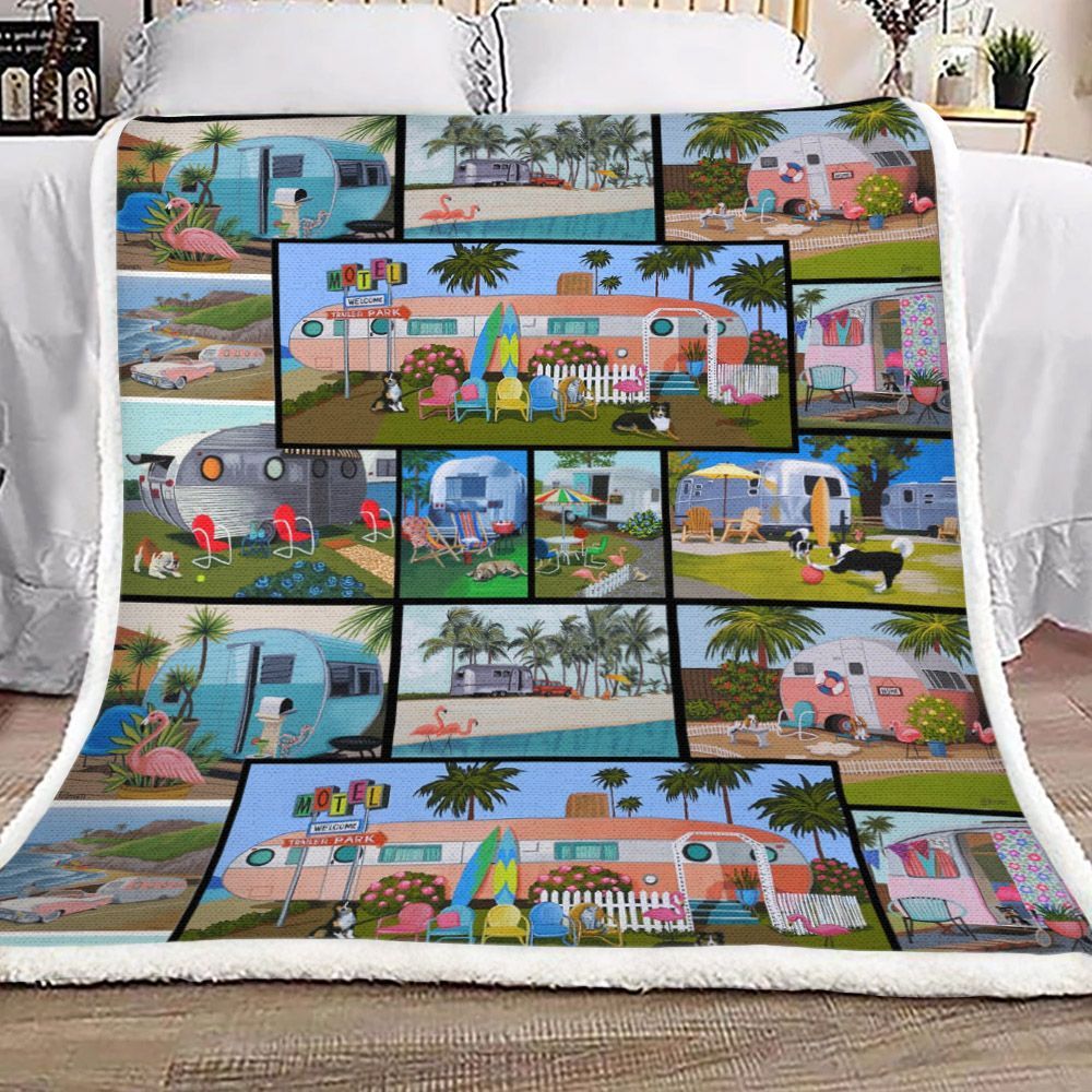 Camping Sherpa Fleece Blanket