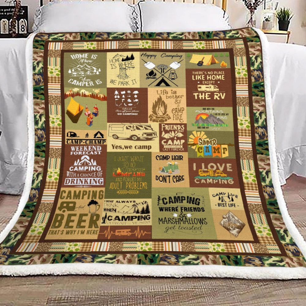 Camping Sherpa Fleece Blanket