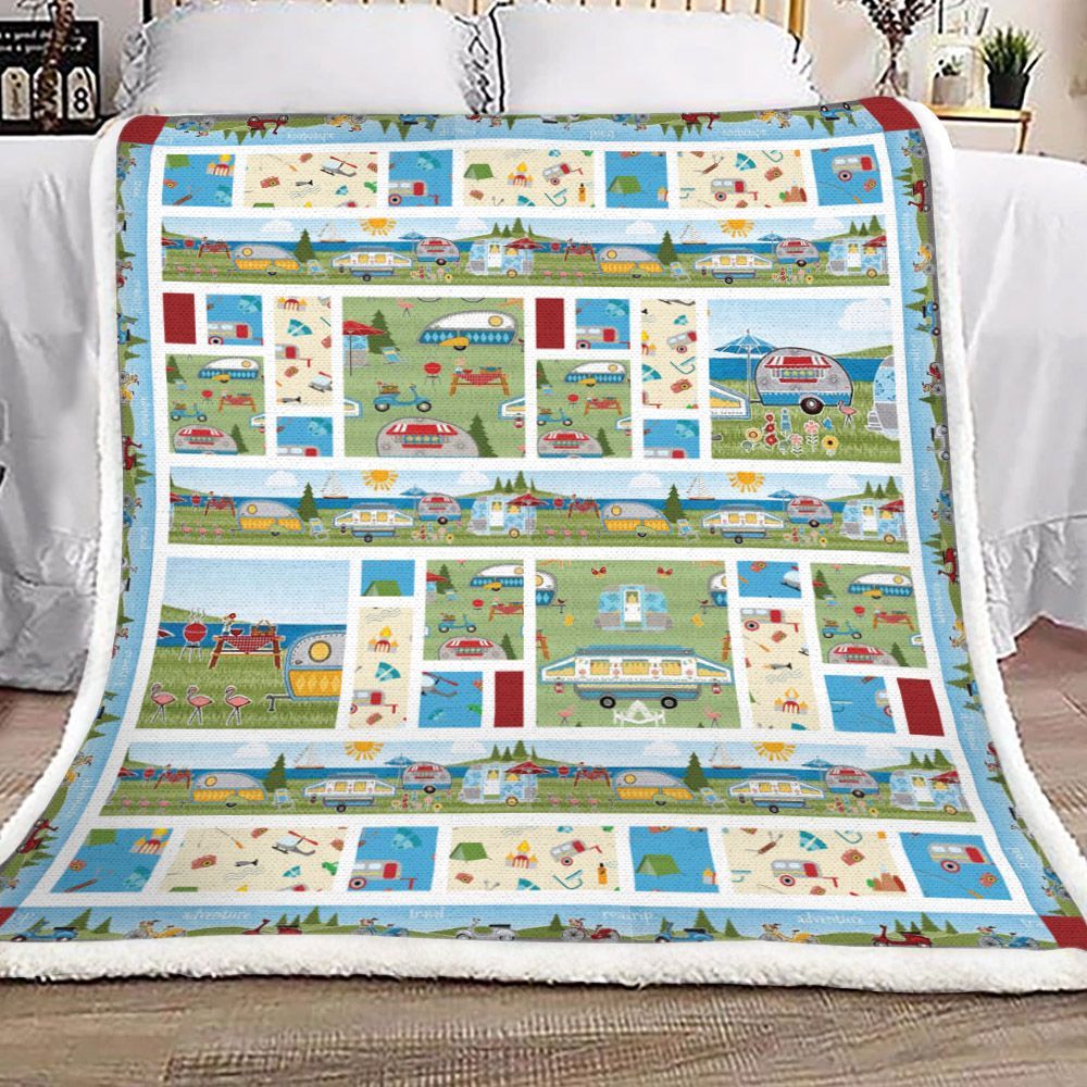 Camping Sherpa Fleece Blanket