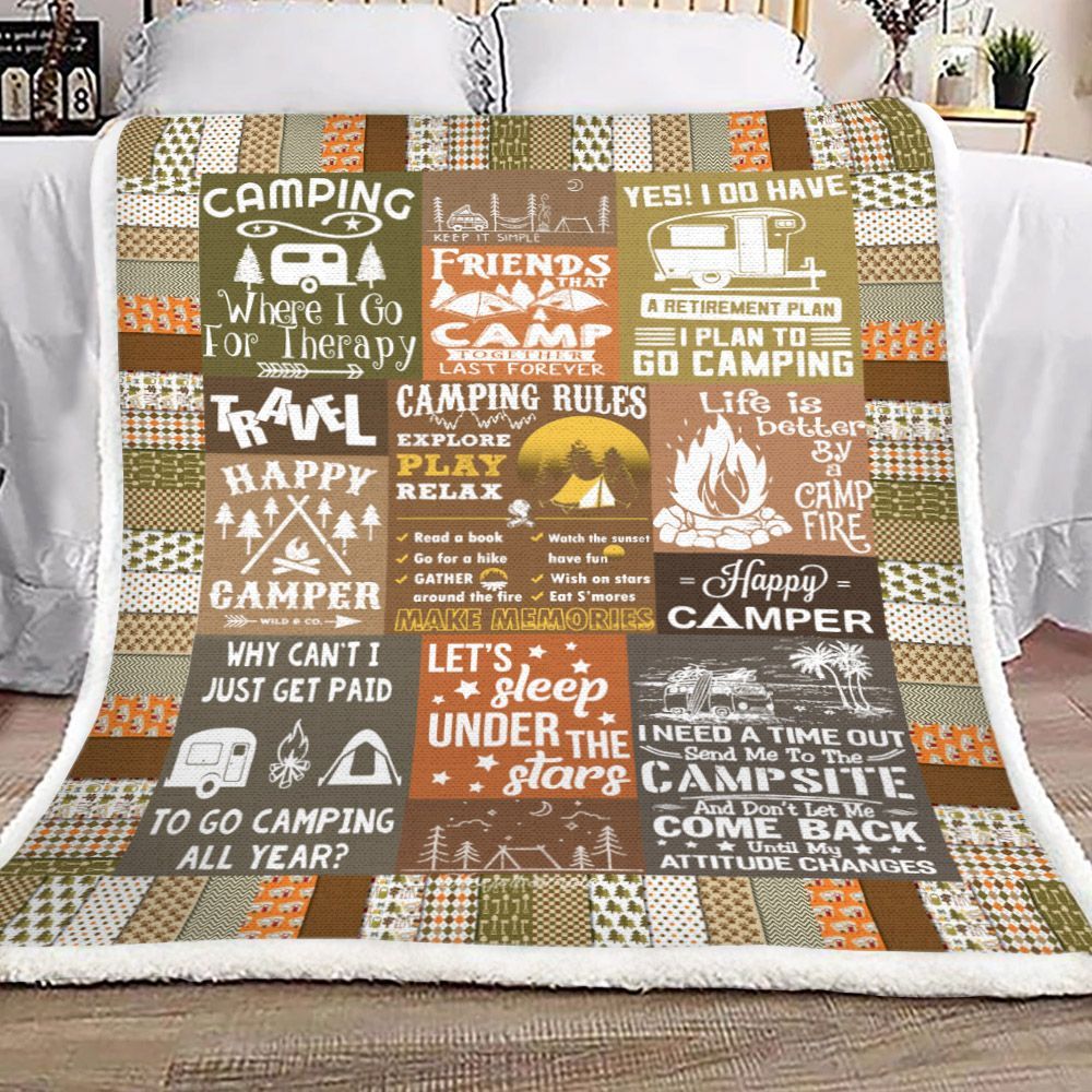 Camping Sherpa Fleece Blanket
