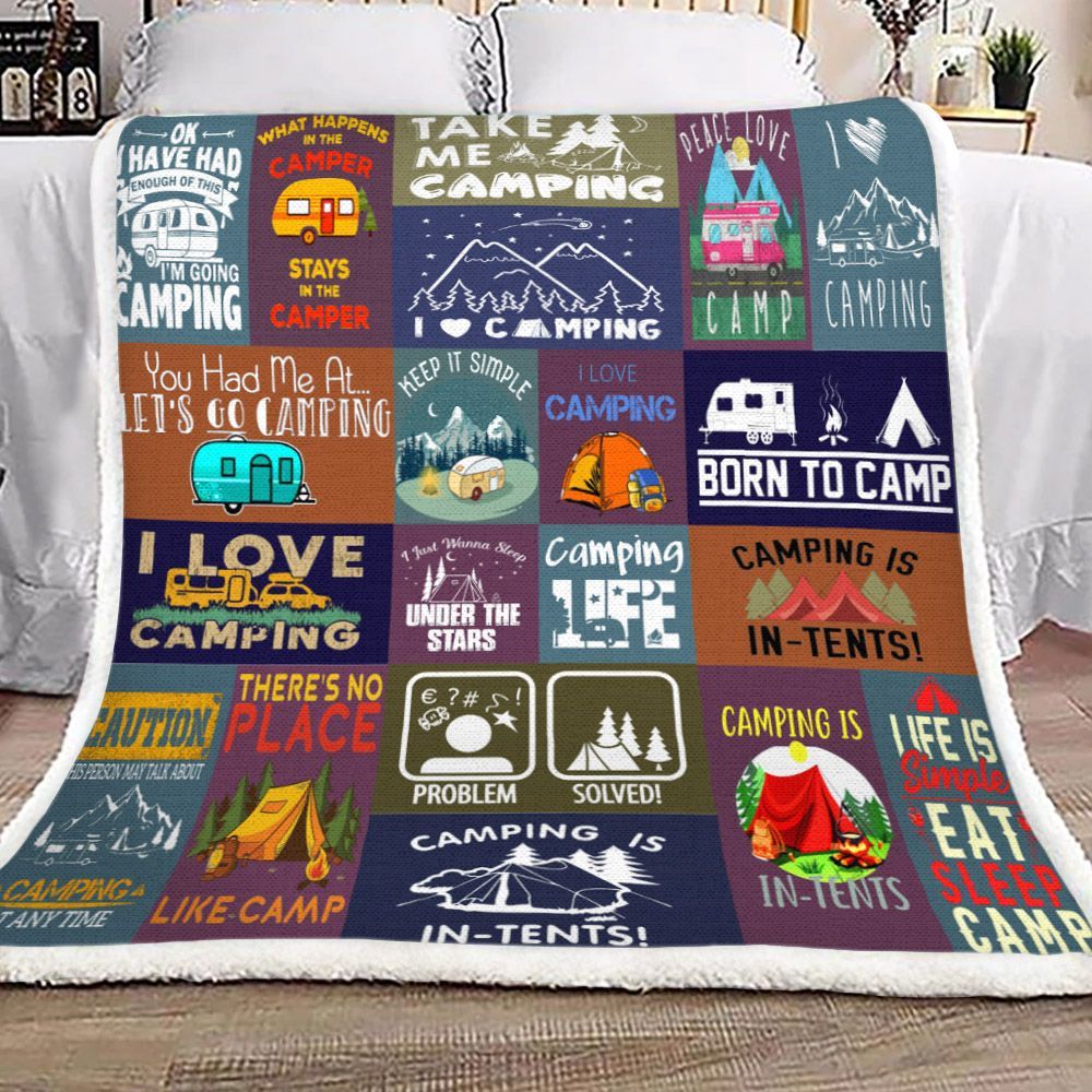 Camping Sherpa Fleece Blanket