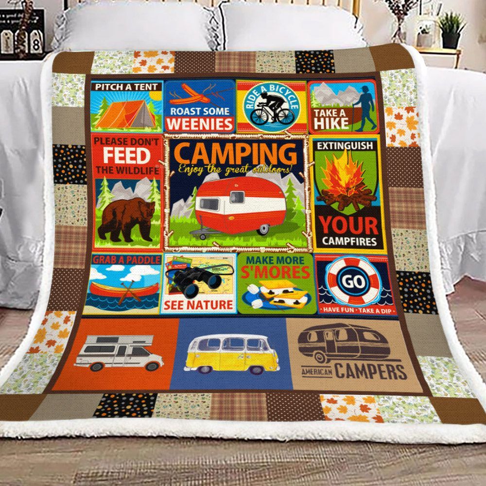Camping Sherpa Fleece Blanket