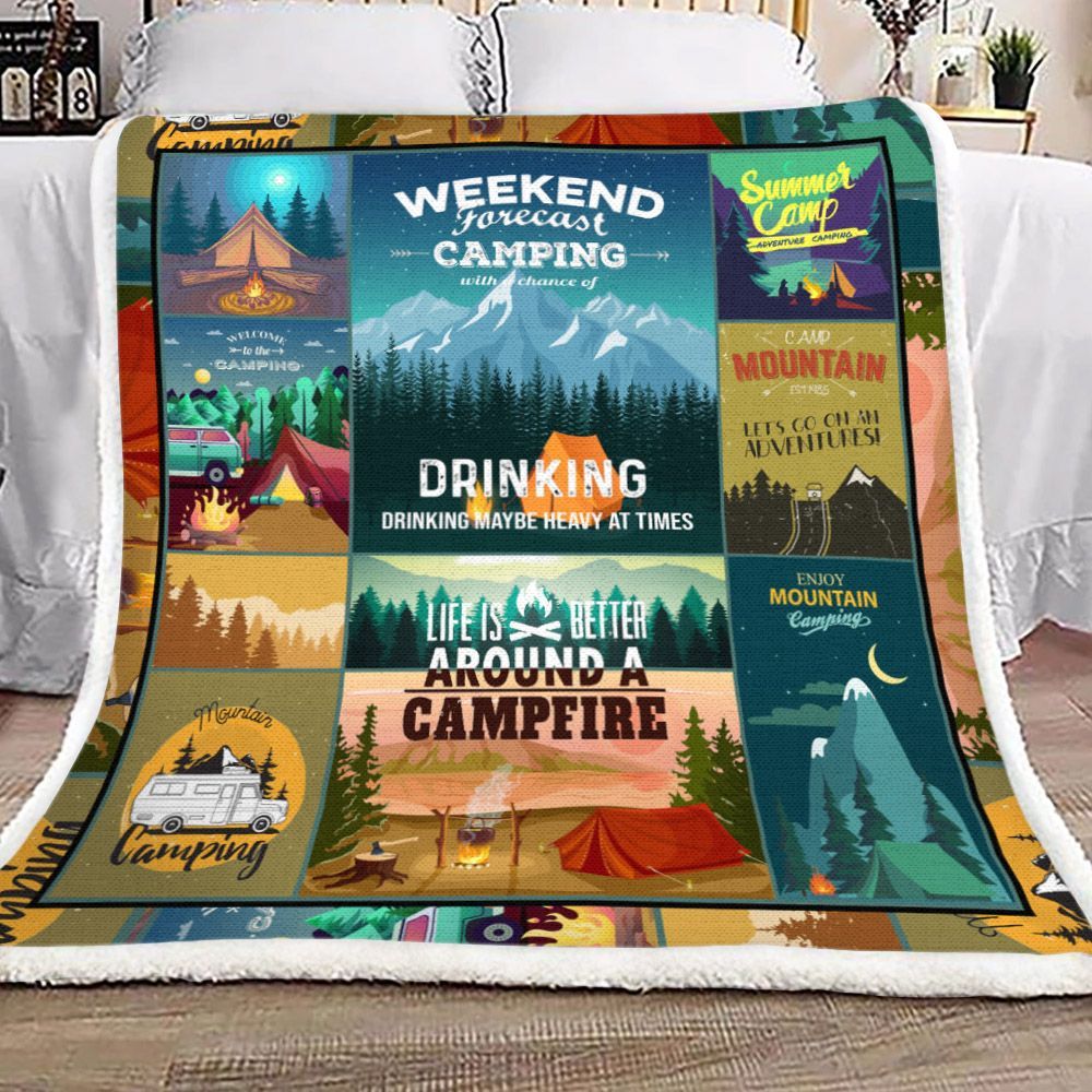 Camping Sherpa Fleece Blanket