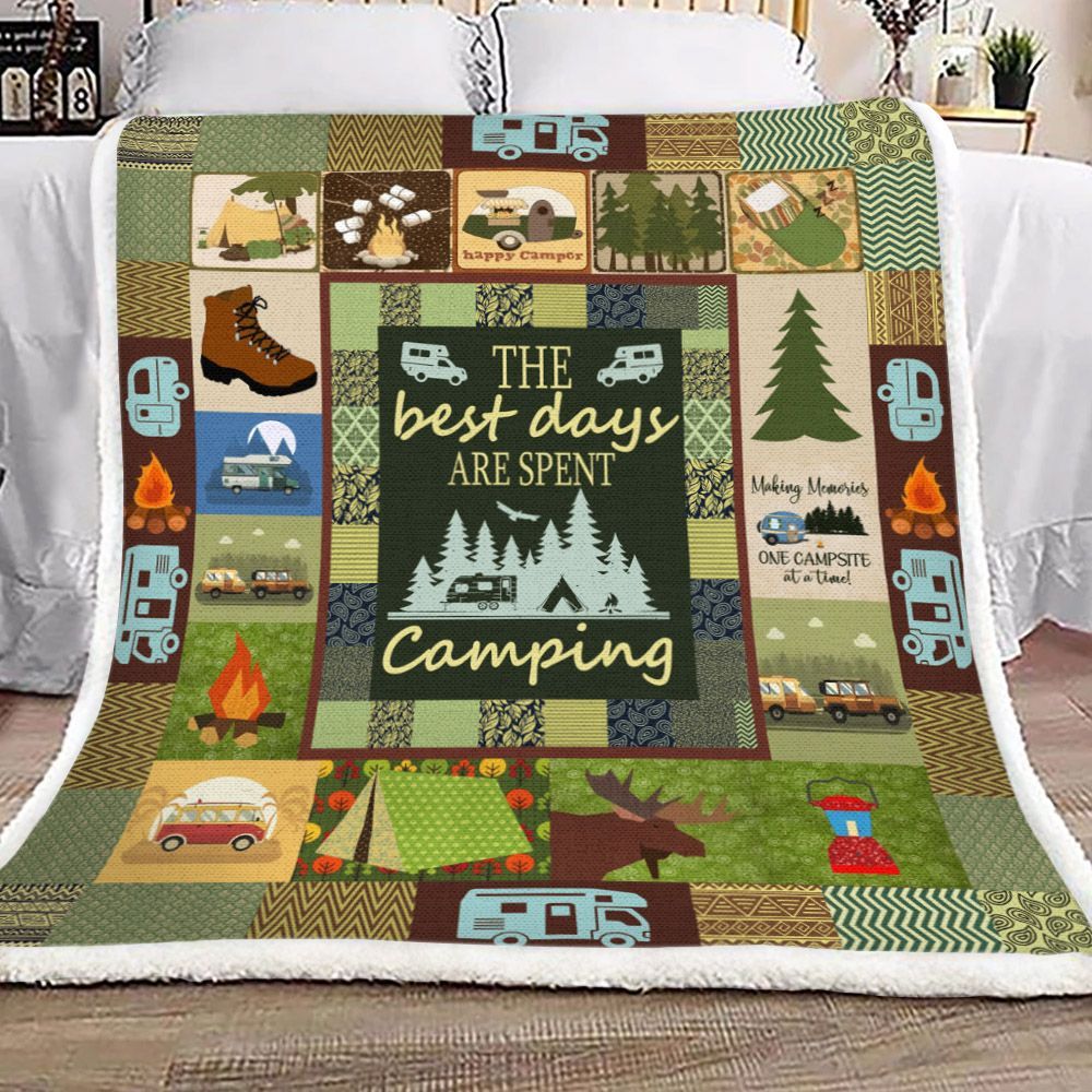 Camping Sherpa Fleece Blanket