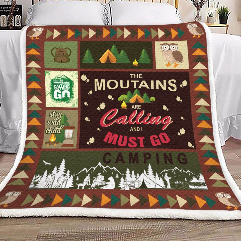 Camping Sherpa Fleece Blanket