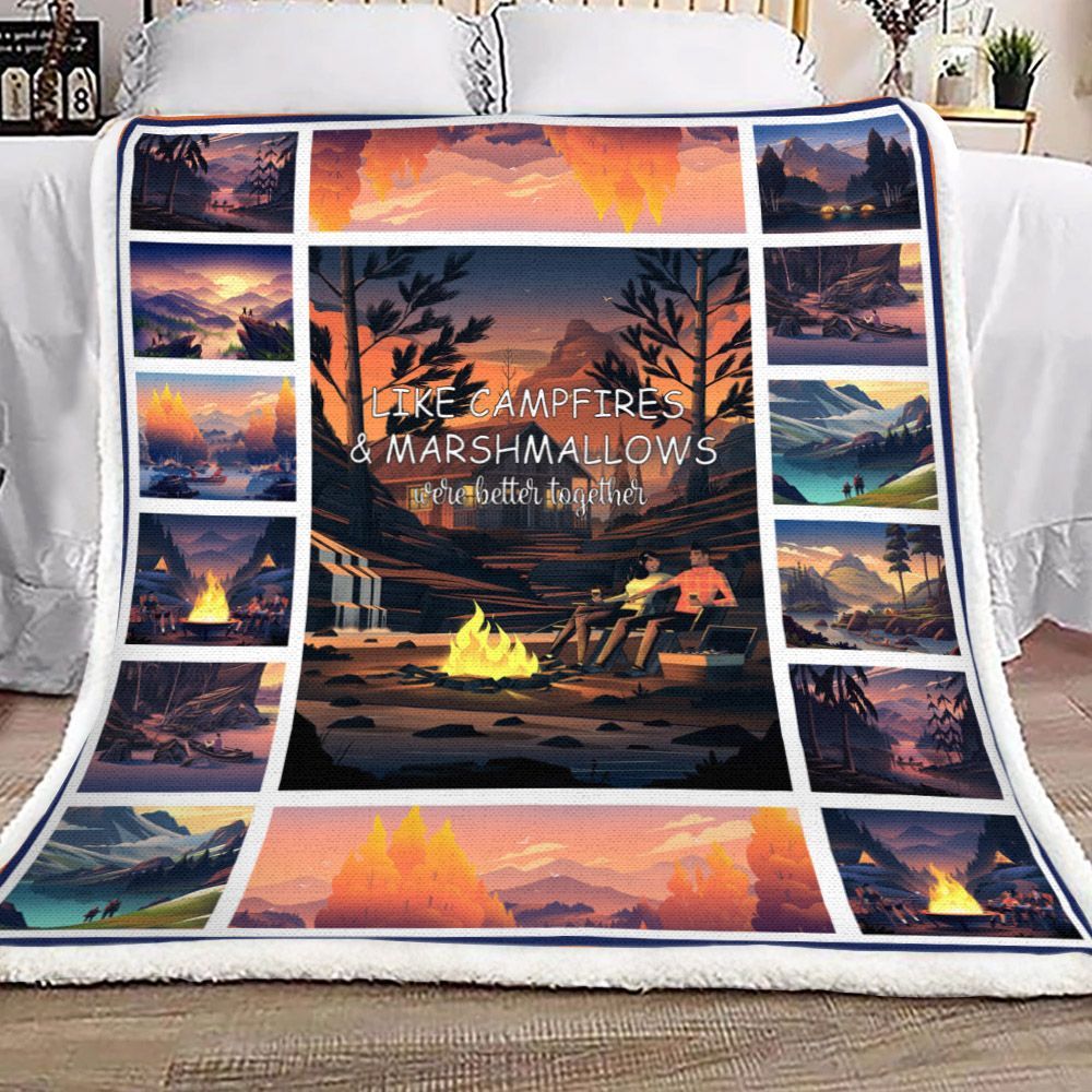 Camping Sherpa Fleece Blanket
