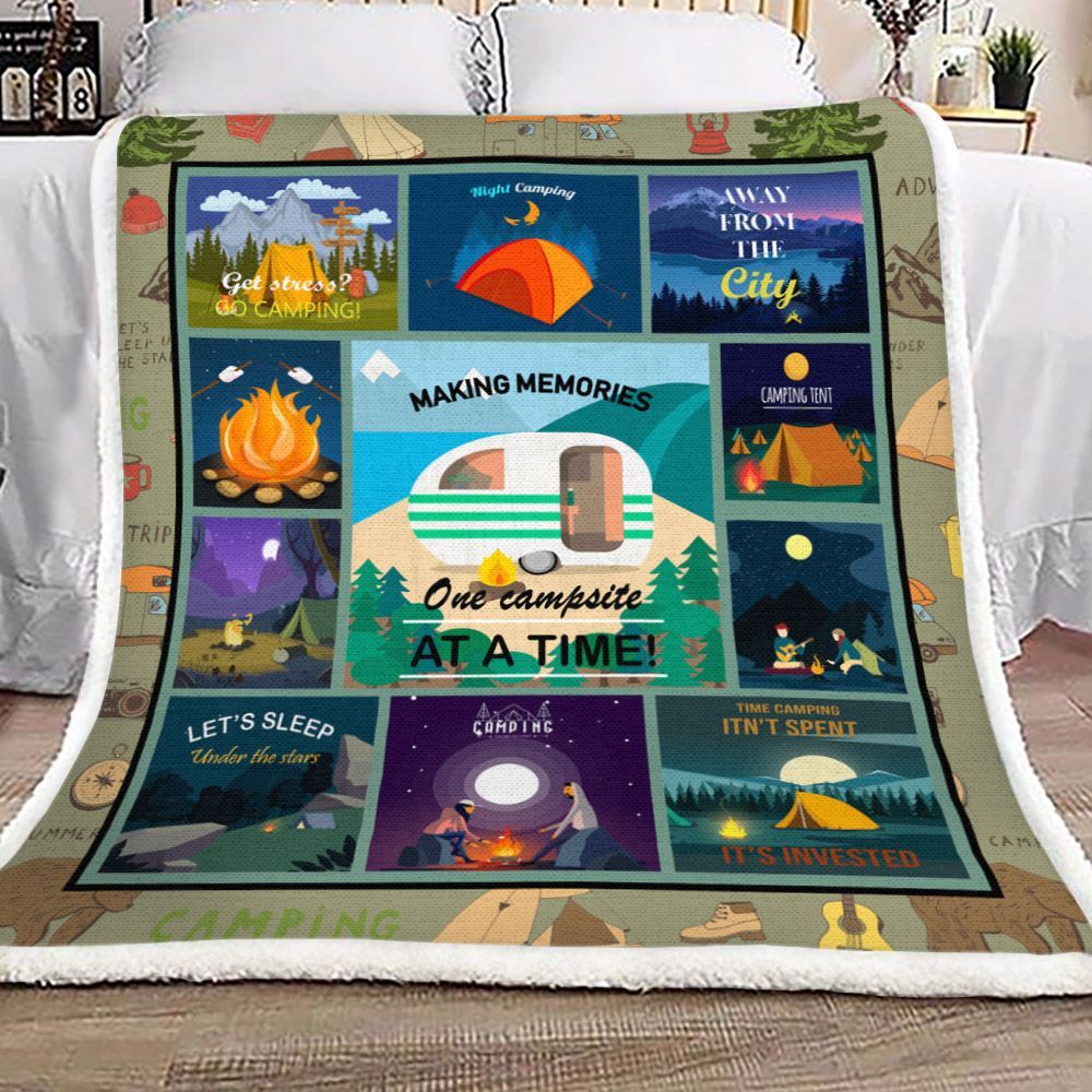 Camping Sherpa Fleece Blanket