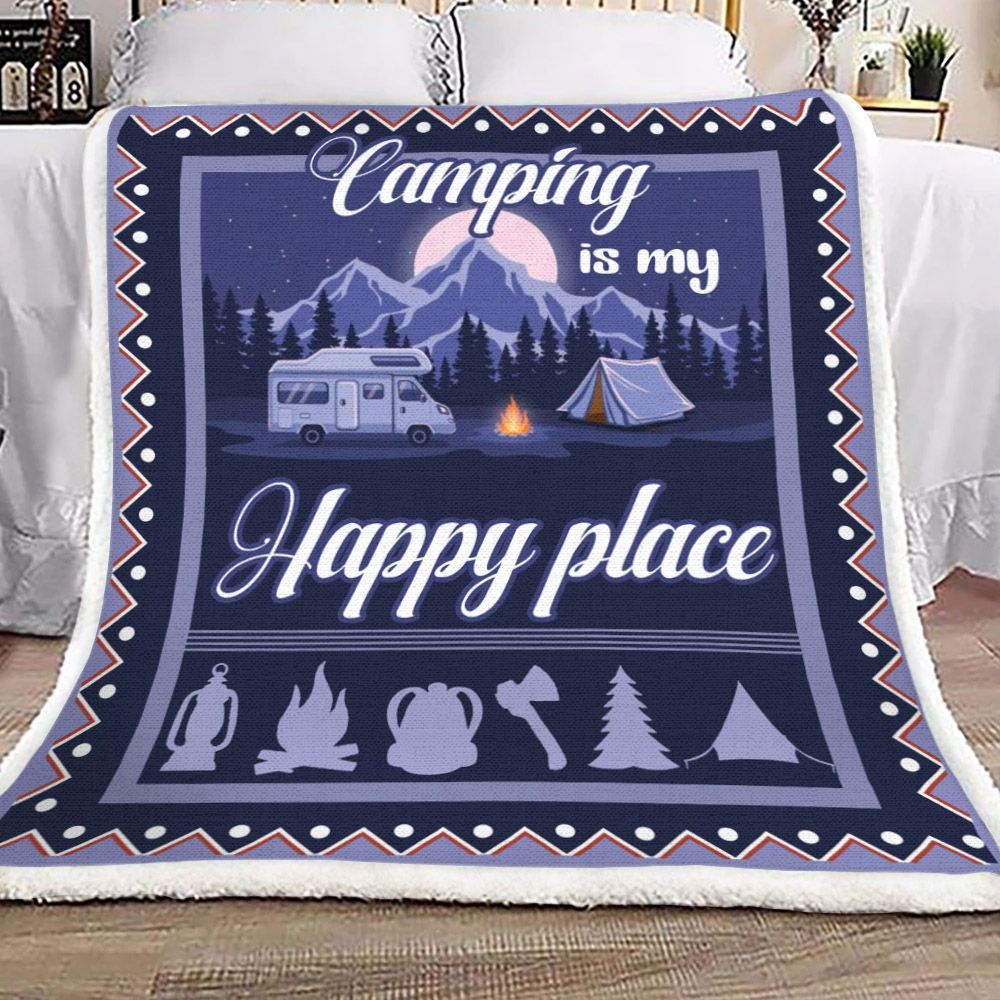 Camping Sherpa Fleece Blanket